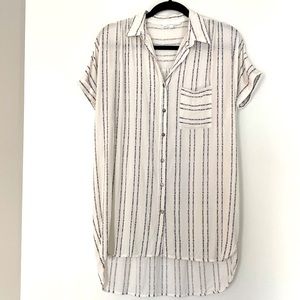 Olivaceous High-Low Button Down Shirt - Size M